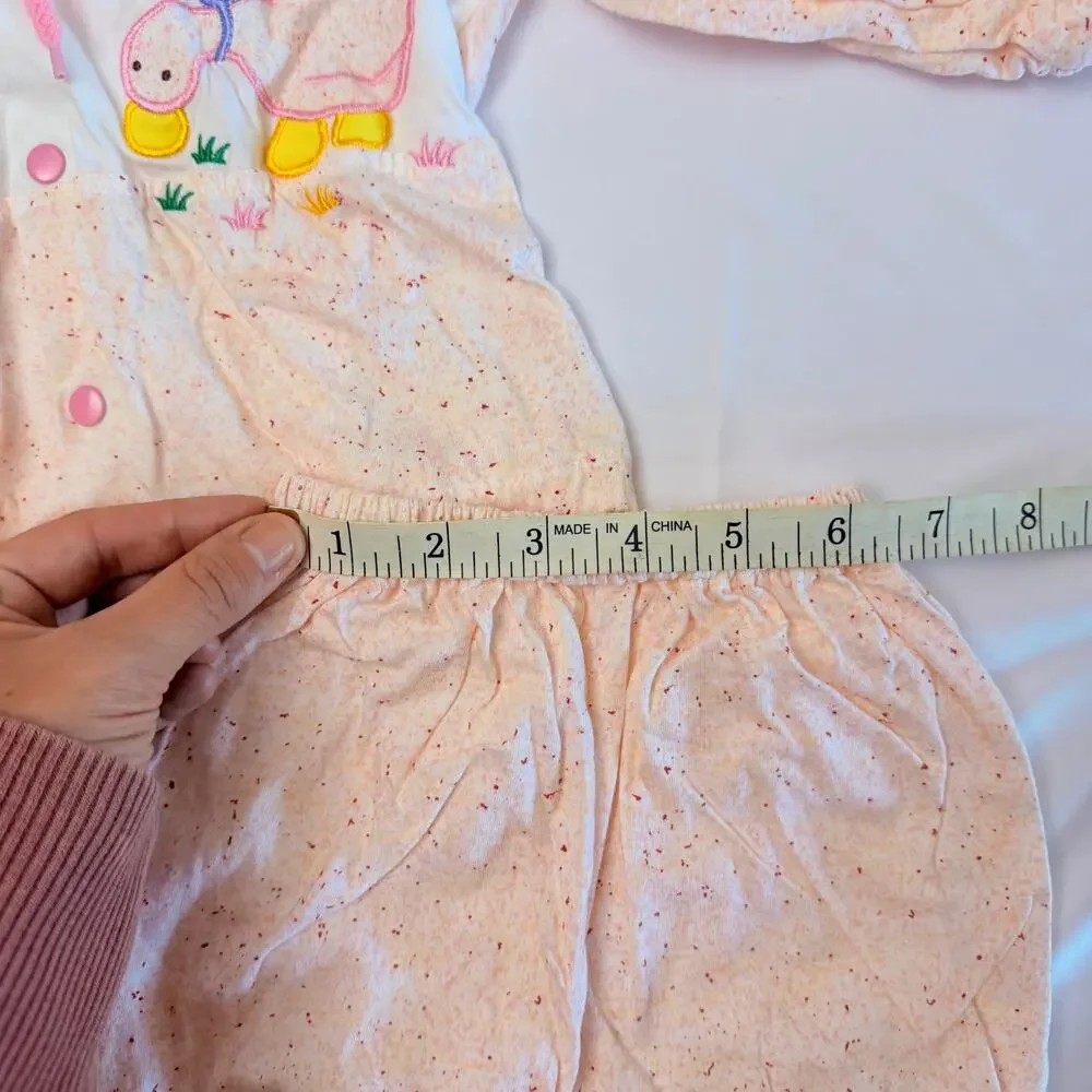 Vintage 80s Baby World Patchwork Embroidered 2pc Outfit Sz 24mo / 2T